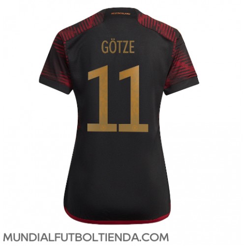 Camiseta Alemania Mario Gotze #11 Segunda Equipación Replica Mundial 2022 para mujer mangas cortas